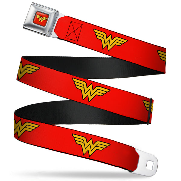 Buckle-Down Wonder Woman Logo Full Color Red Seatbelt Belt - Wonder Woman Logo Red Webbing