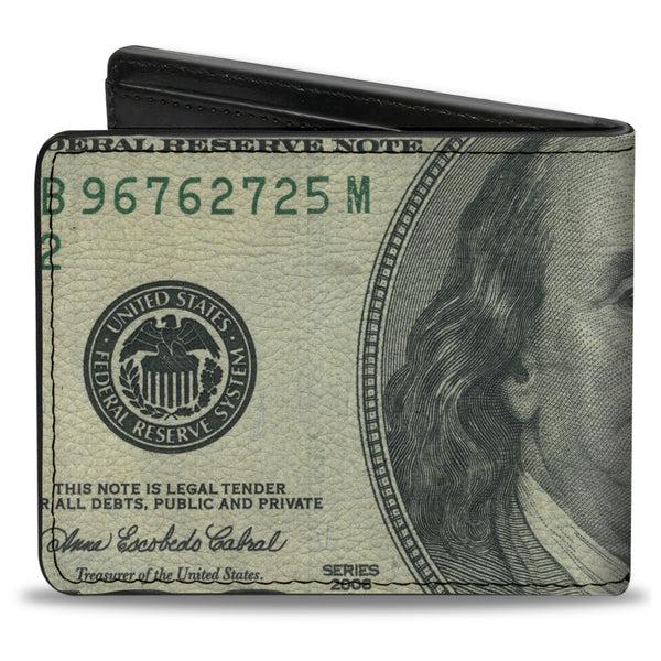 Buckle-Down Bi-Fold Wallet - 100 Dollar Bill CLOSE-UP
