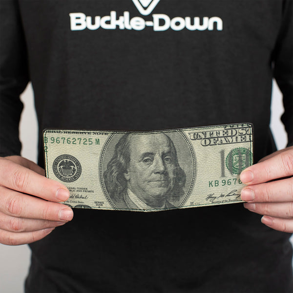 Buckle-Down Bi-Fold Wallet - 100 Dollar Bill CLOSE-UP