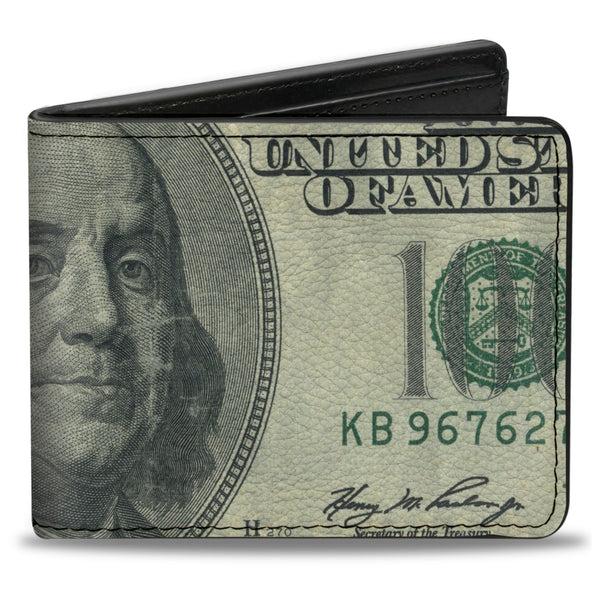 Buckle-Down Bi-Fold Wallet - 100 Dollar Bill CLOSE-UP