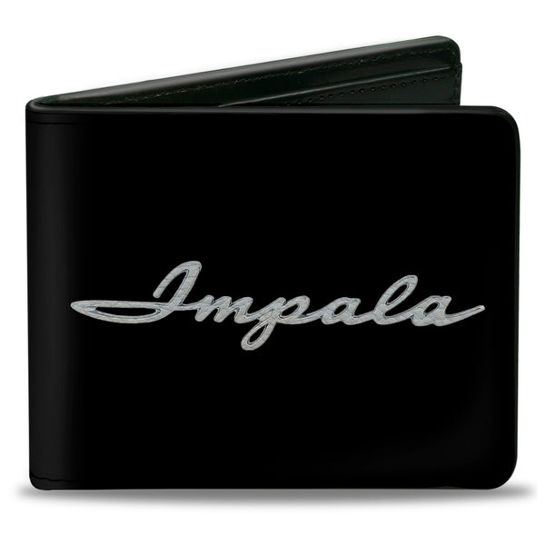 Buckle-Down Bi-Fold Wallet - 1962 IMPALA Script Emblem Black Silver