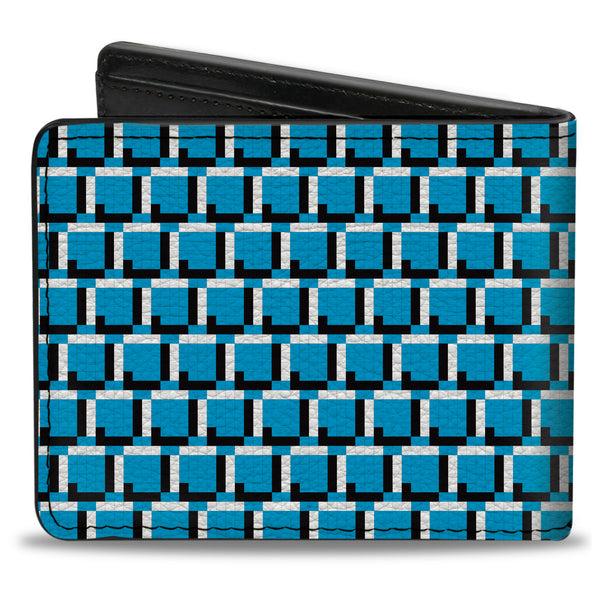 Buckle-Down Bi-Fold Wallet - 8-Bit Pixel CLOSE-UP Blue White Black