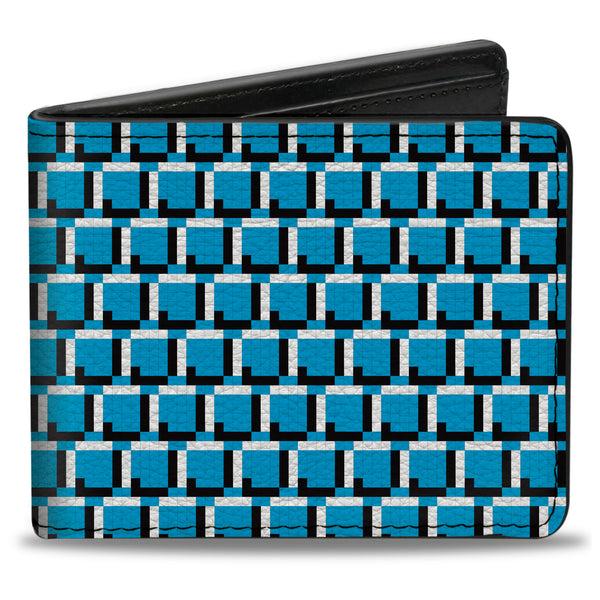 Buckle-Down Bi-Fold Wallet - 8-Bit Pixel CLOSE-UP Blue White Black