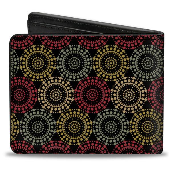 Buckle-Down Bi-Fold Wallet - Aboriginal Black Cream Multi Color