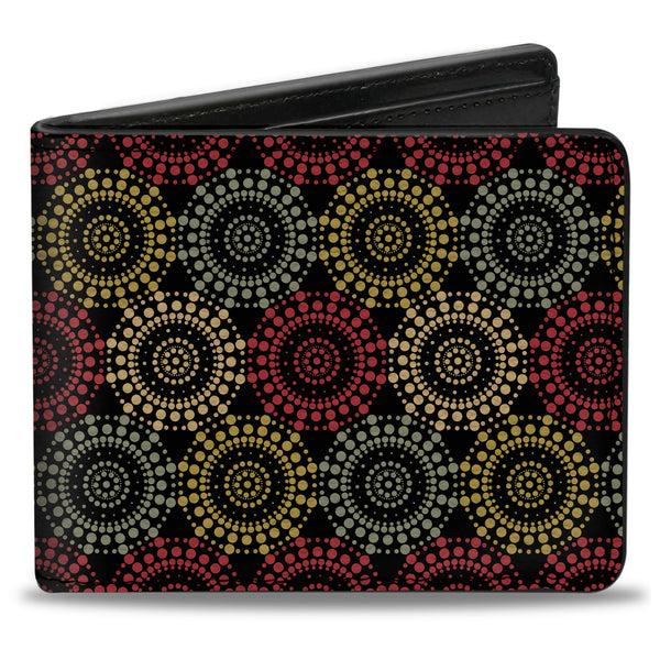 Buckle-Down Bi-Fold Wallet - Aboriginal Black Cream Multi Color