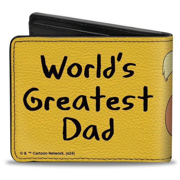 Buckle-Down Bi-Fold Wallet - Adventure Time Jake And Pups WORLD'S GREATEST DAD Pose Yellow