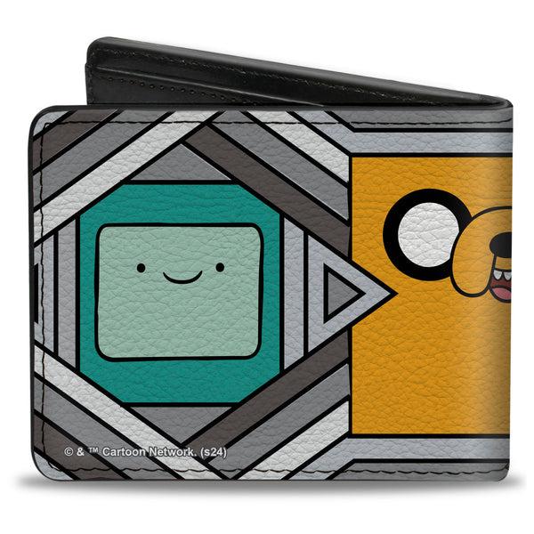Buckle-Down Bi-Fold Wallet - Adventure Time Jake Finn And BMO Pose Blocks Grays