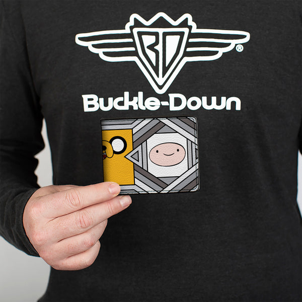 Buckle-Down Bi-Fold Wallet - Adventure Time Jake Finn And BMO Pose Blocks Grays