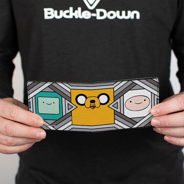 Buckle-Down Bi-Fold Wallet - Adventure Time Jake Finn And BMO Pose Blocks Grays