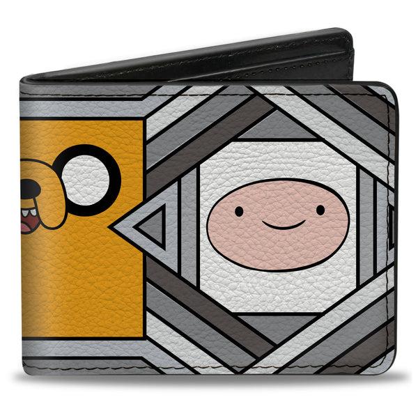 Buckle-Down Bi-Fold Wallet - Adventure Time Jake Finn and BMO Pose Blocks Grays