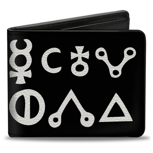 Buckle-Down Bi-Fold Wallet - Alchemy Symbols Black White