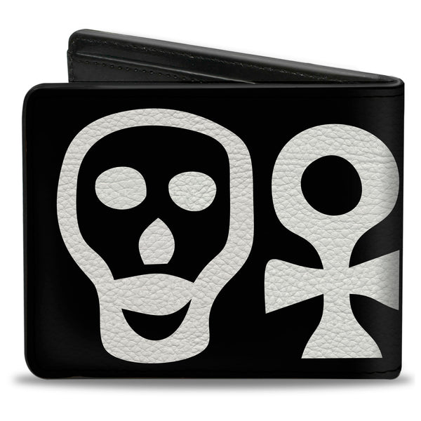 Buckle-Down Bi-Fold Wallet - Alchemy Symbols CLOSE-UP Black White