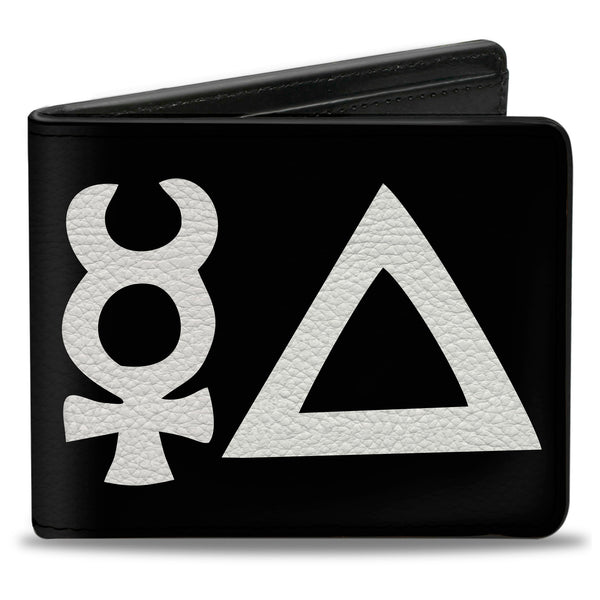 Buckle-Down Bi-Fold Wallet - Alchemy Symbols CLOSE-UP Black White