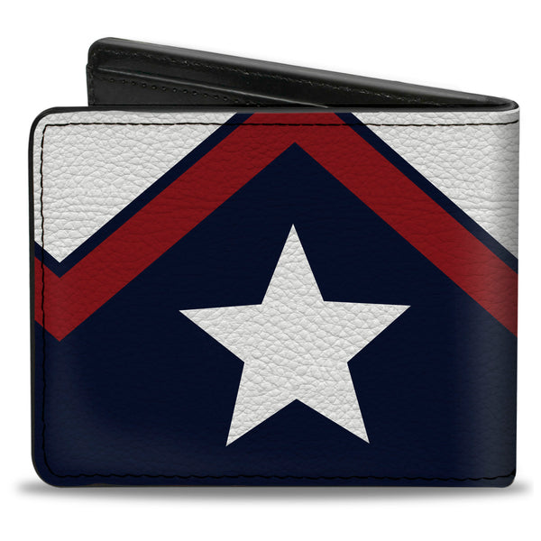 Buckle-Down Bi-Fold Wallet - American Chevron & Stripes White Red Blue