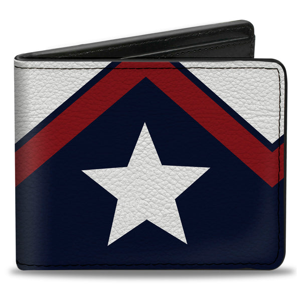Buckle-Down Bi-Fold Wallet - American Chevron & Stripes White Red Blue