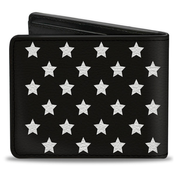 Buckle-Down Bi-Fold Wallet - American Flag CLOSE-UP Black White