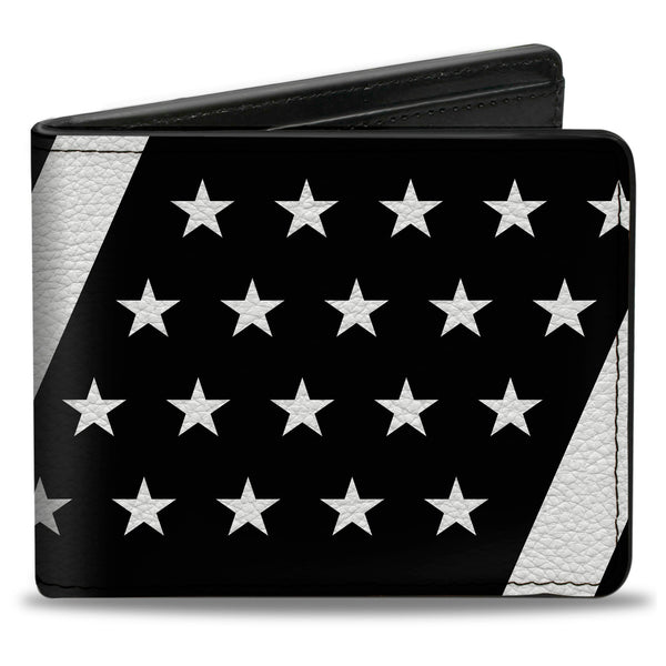 Buckle-Down Bi-Fold Wallet - American Flag Diagonal Black White