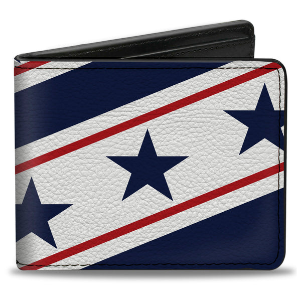 Buckle-Down Bi-Fold Wallet - Americana Diagonal Stars & Stripes White Red Blue