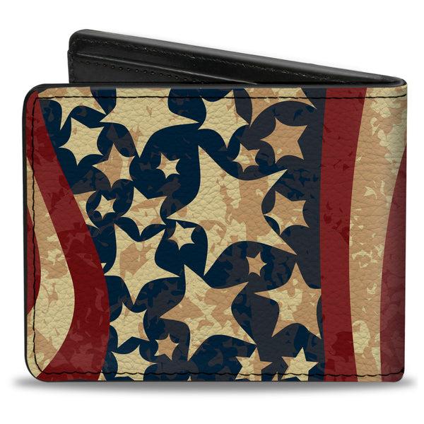 Buckle-Down Bi-Fold Wallet - Americana Diagonal Vintage Stars & Stripes2