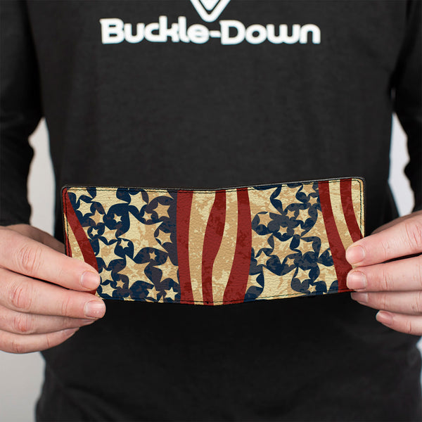 Buckle-Down Bi-Fold Wallet - Americana Diagonal Vintage Stars & Stripes2