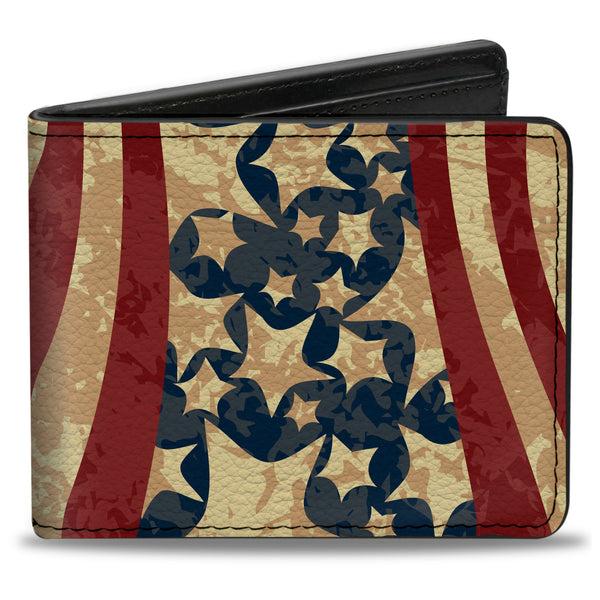 Buckle-Down Bi-Fold Wallet - Americana Diagonal Vintage Stars & Stripes2