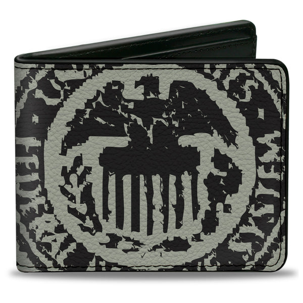 Buckle-Down Bi-Fold Wallet - Americana Federal Reserve Seal Weathered Gray Black