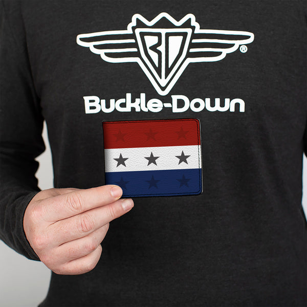 Buckle-Down Bi-Fold Wallet - Americana Star Stripes Red White Blue