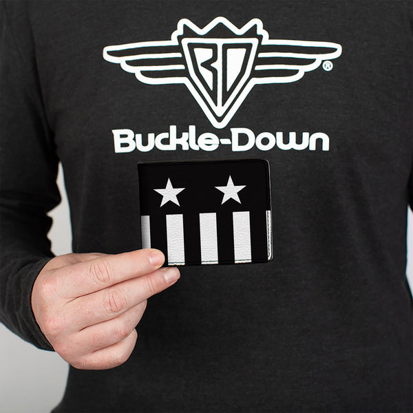 Buckle-Down Bi-Fold Wallet - Americana Stars & Stripes Black White