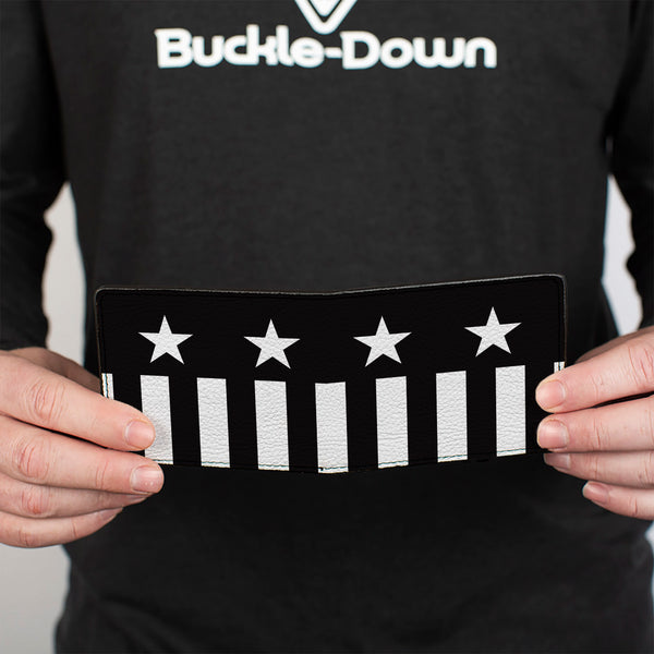 Buckle-Down Bi-Fold Wallet - Americana Stars & Stripes Black White