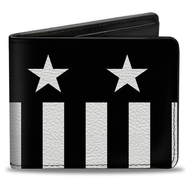 Buckle-Down Bi-Fold Wallet - Americana Stars & Stripes Black White