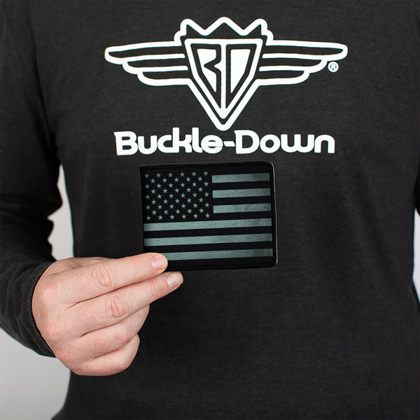 Buckle-Down Bi-Fold Wallet - Americana Stars & Stripes Weathered Black Gray