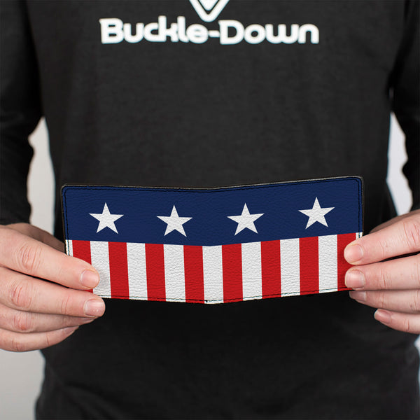 Buckle-Down Bi-Fold Wallet - Americana Stars & Stripes2 Blue White Red White