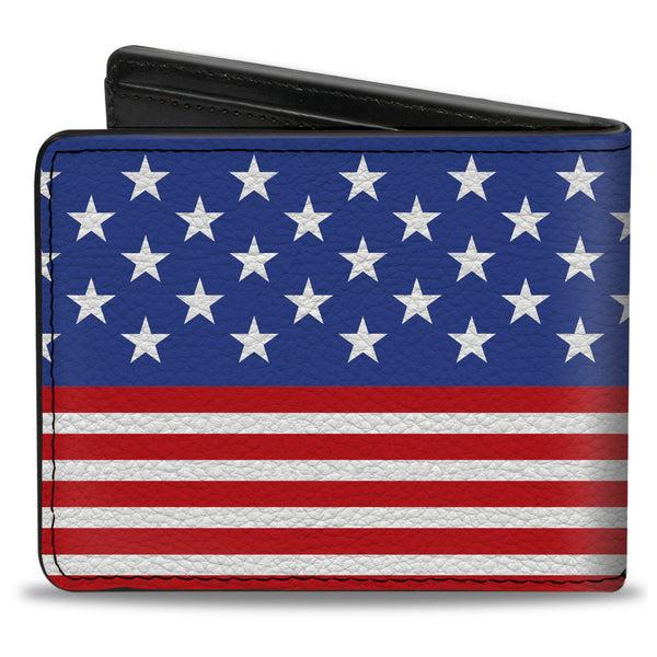 Buckle-Down Bi-Fold Wallet - Americana Stars & Stripes3 Red White Blue