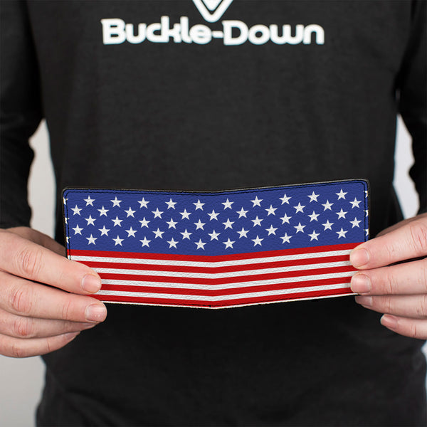 Buckle-Down Bi-Fold Wallet - Americana Stars & Stripes3 Red White Blue