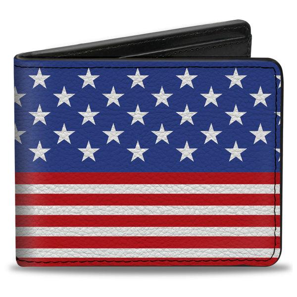 Buckle-Down Bi-Fold Wallet - Americana Stars & Stripes3 Red White Blue