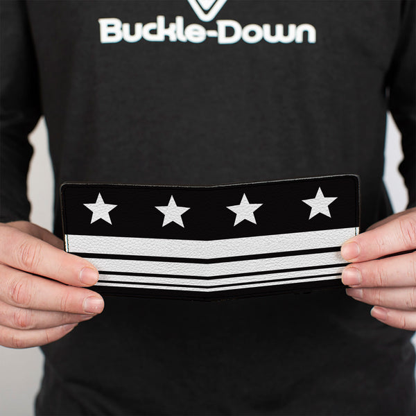 Buckle-Down Bi-Fold Wallet - Americana Stars & Stripes4 Black White