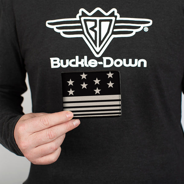 Buckle-Down Bi-Fold Wallet - Americana Stars & Stripes8 Black Cream