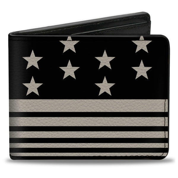 Buckle-Down Bi-Fold Wallet - Americana Stars & Stripes8 Black Cream