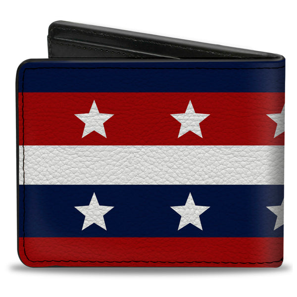 Buckle-Down Bi-Fold Wallet - Americana Stripe W Stars Blue Red White