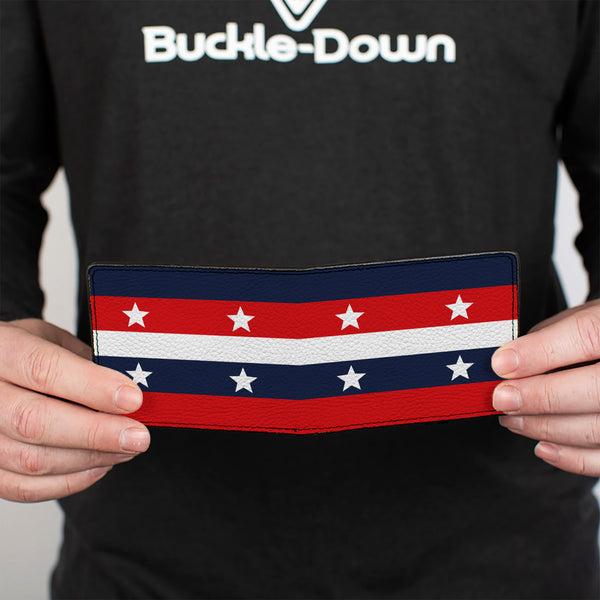 Buckle-Down Bi-Fold Wallet - Americana Stripe W Stars Blue Red White