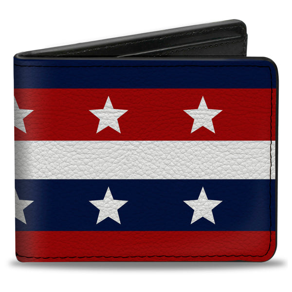 Buckle-Down Bi-Fold Wallet - Americana Stripe w Stars Blue Red White