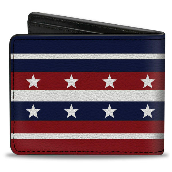 Buckle-Down Bi-Fold Wallet - Americana Stripe W Stars2 Blue Red White