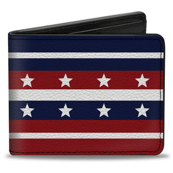 Buckle-Down Bi-Fold Wallet - Americana Stripe w Stars2 Blue Red White