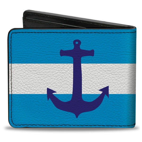 Buckle-Down Bi-Fold Wallet - Anchor Stripe Blues White