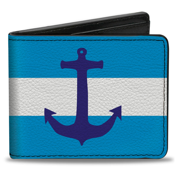 Buckle-Down Bi-Fold Wallet - Anchor Stripe Blues White