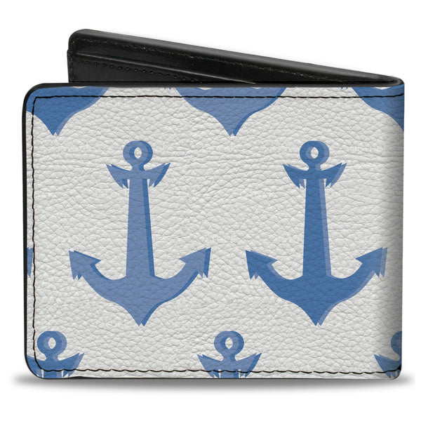 Buckle-Down Bi-Fold Wallet - Anchor2 CLOSE-UP Turquoise Blues