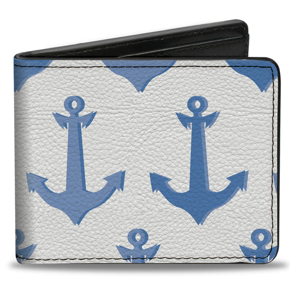 Buckle-Down Bi-Fold Wallet - Anchor2 CLOSE-UP Turquoise Blues