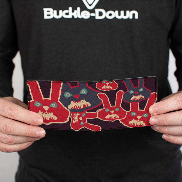 Buckle-Down Bi-Fold Wallet - Angry Bunnies Purple Red Blue