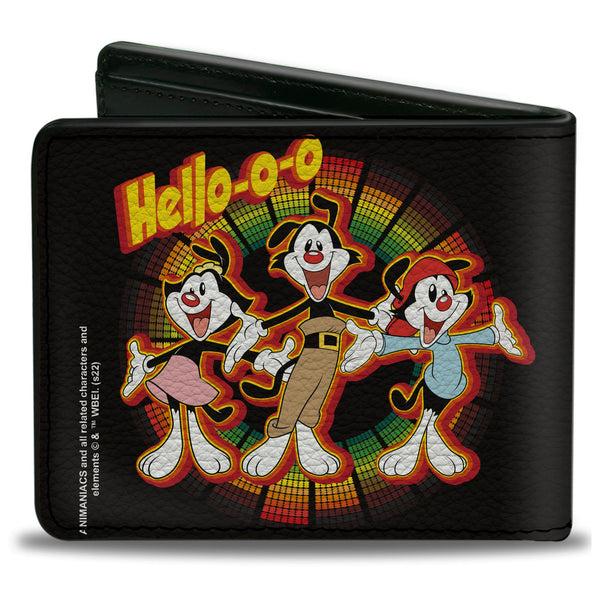 Buckle-Down Bi-Fold Wallet - Animaniacs HELLOOO Group Pose Black Red Yellow