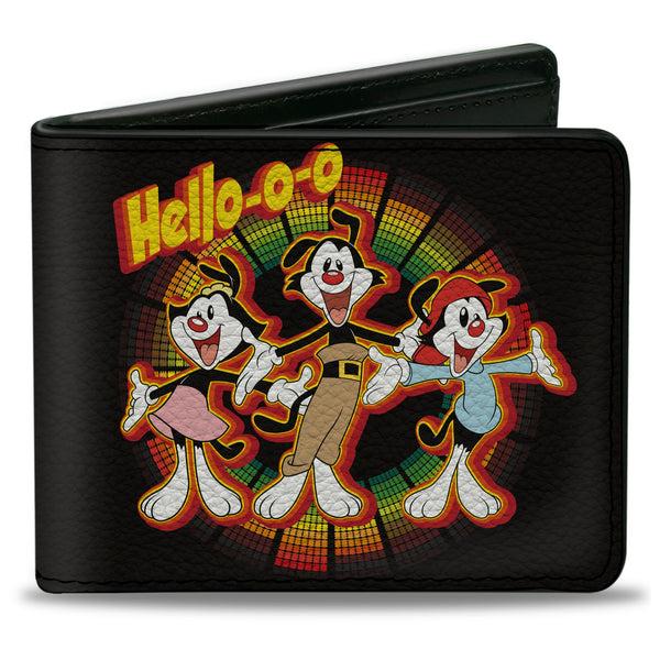 Buckle-Down Bi-Fold Wallet - Animaniacs HELLOOO Group Pose Black Red Yellow